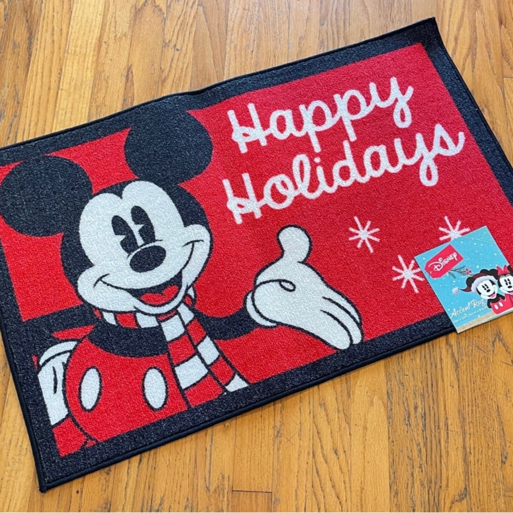 Disney happy holidays Mickey Mouse snowflake door mat